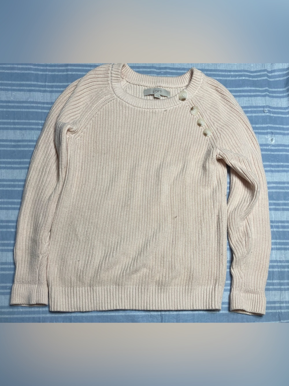 LOFT light pink ribbed sweater.